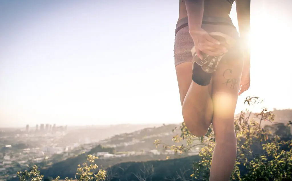 Woman making stretching in the LA canyons