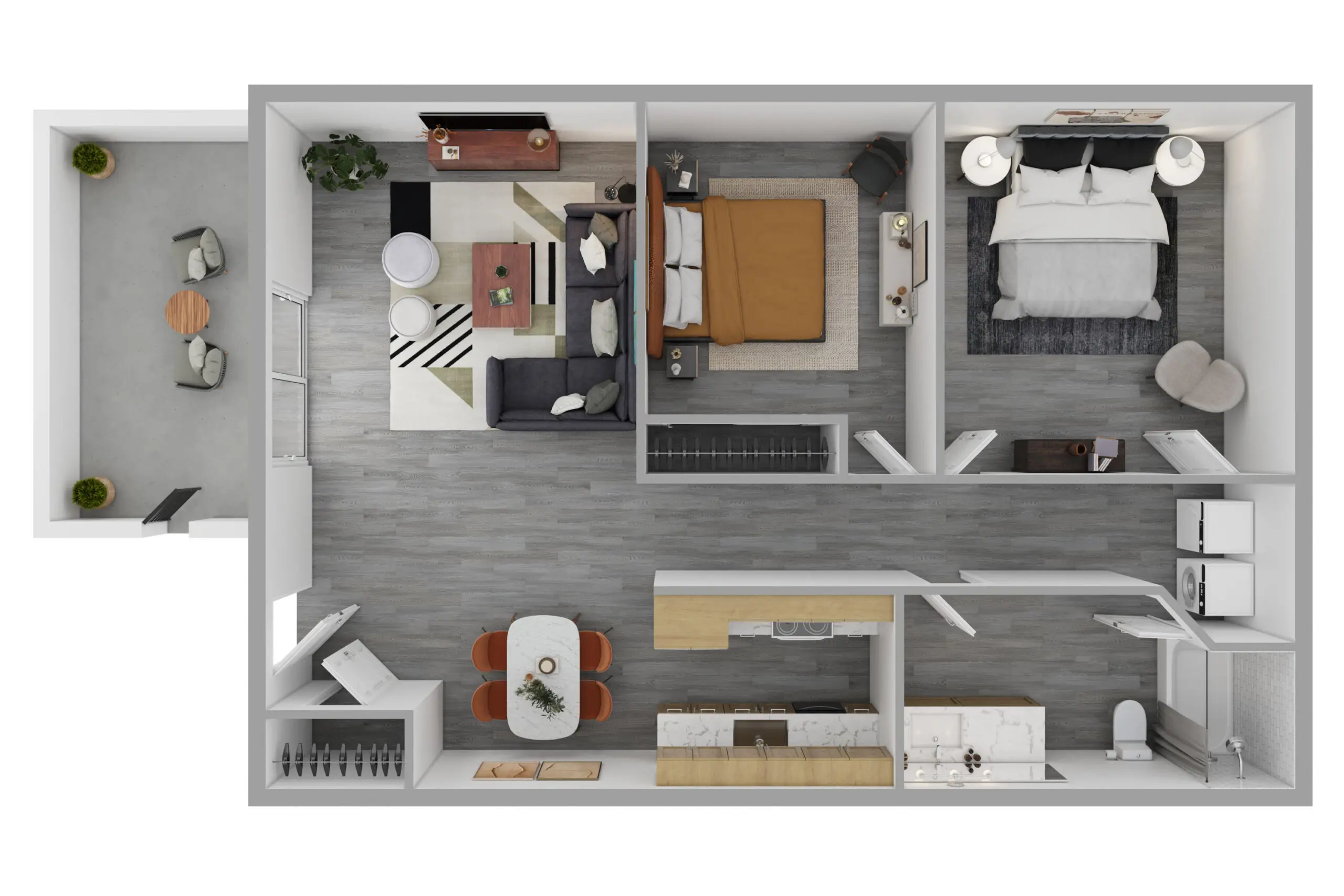 Pinewood Villas Apartment 2bd 1bath Floorplan